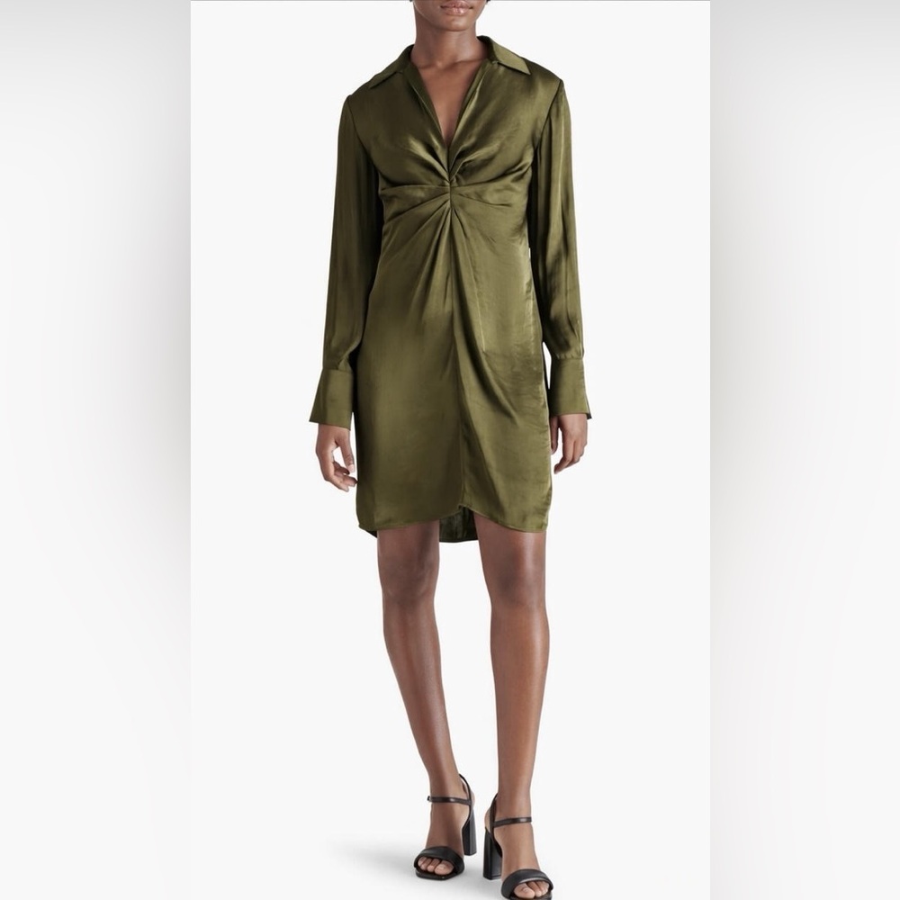 Steve Madden Olive Green Joanna Long Sleeve Shirtdress